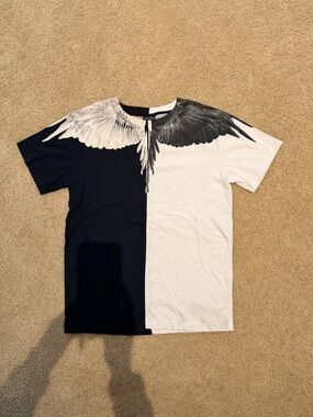 Marcelo Burlon County of Milan Black and White Wing Split T-Shirt